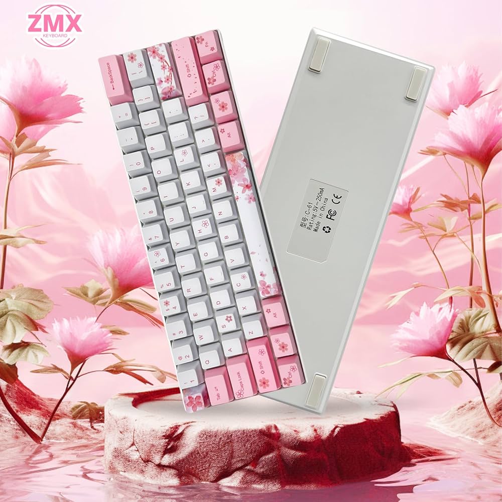 Amazon | ZMX チェリーブロッサムピンク メカニカルキーボード